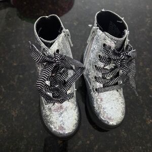 Jumping Beans Shimmering Silver Toddler Boots